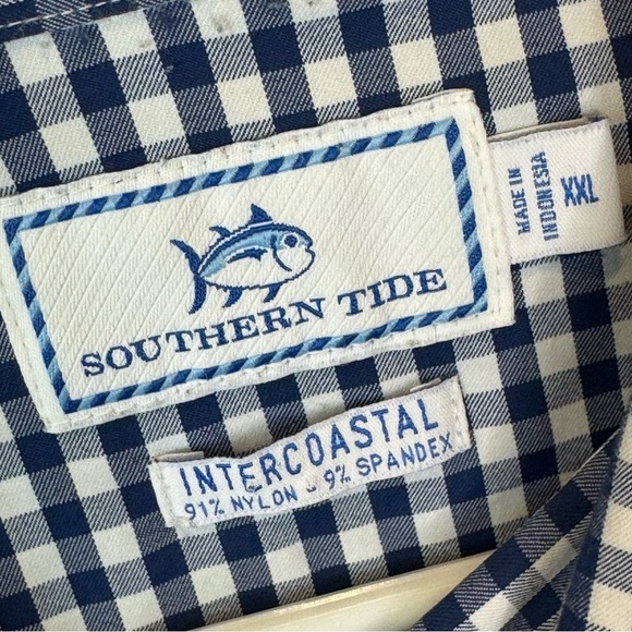 SOUTHERN TIDE MEN'S LS GINGHAM INTERCOASTAL SPORT SHIRT/YACHT BLUE Size XXL - Picture 5 of 9
